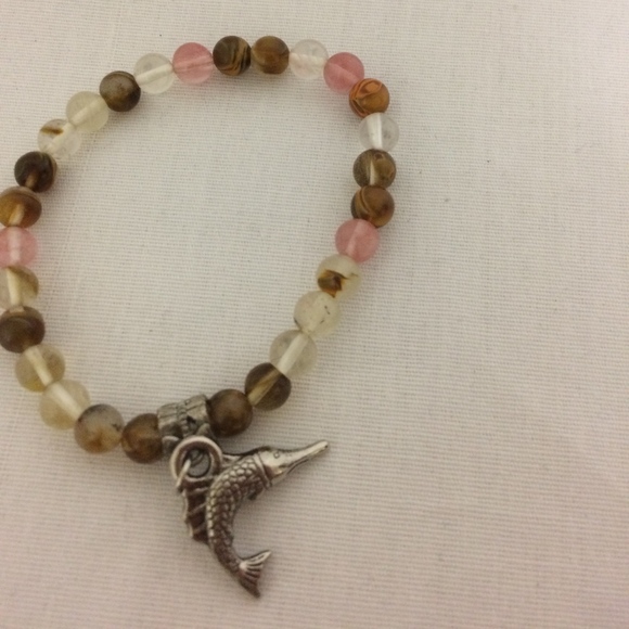 Jewelry - Women's Natural Stone Swordfish Stretch Bracelet